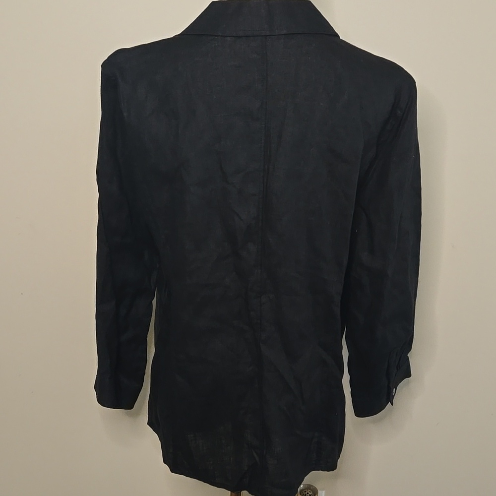 Talbots Black Button Down Irish Linen Shirt Classic Fit, Size M (Estimated) - Picture 5 of 6